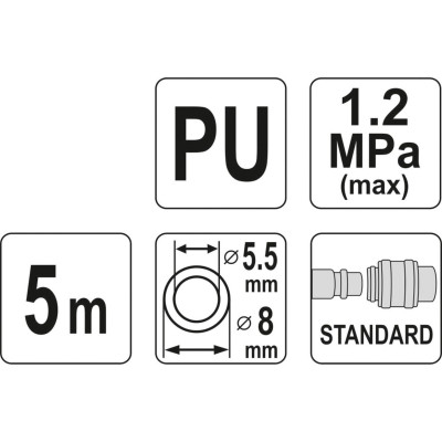 Hadice vzduchová spirální PU 5,5x8mm, 5m