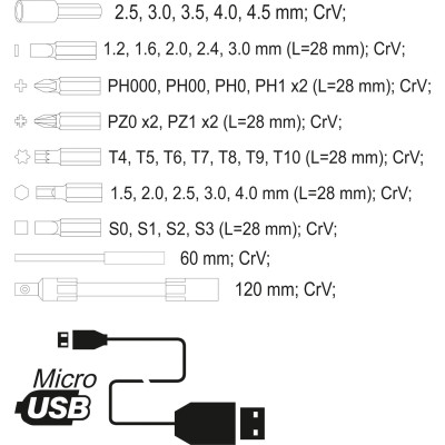 Přesný aku šroubovák 3,6V SET 39PCS