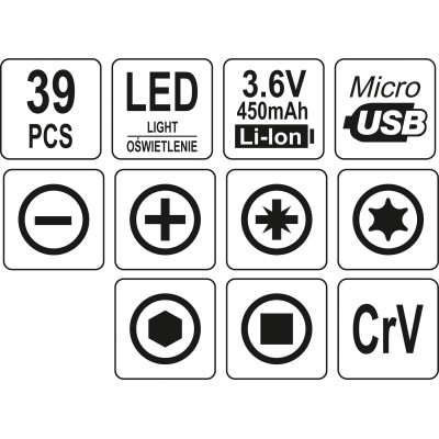 Přesný aku šroubovák 3,6V SET 39PCS