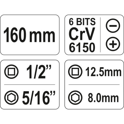 Šroubovák úderový kovový s příslušenstvím 7 ks box