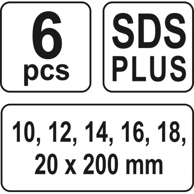 Sada hadovitých vrtáků do dřeva 10.12.14.16.18.20 délka 230mm SDS plus