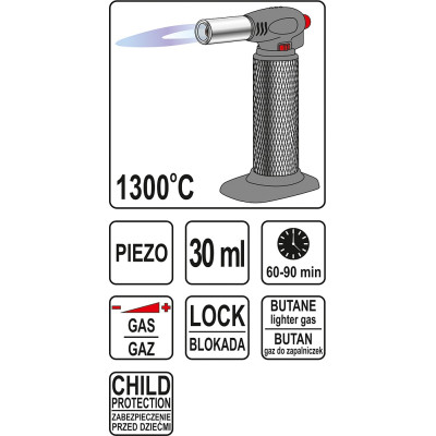 Hořák plynový 1300°C,piezo