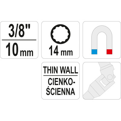 Nástavec na svíčky s kloubem 3/8" 14 mm