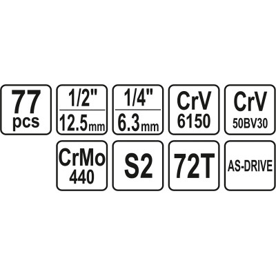 Gola sada 1/2", 1/4" 77 ks