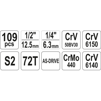 Gola sada 1/2", 1/4" 109 ks