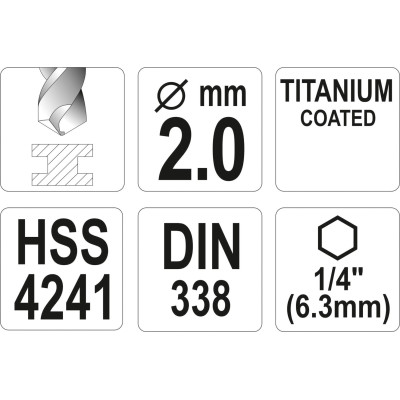 Vrták na kov TITAN 1/4" 2mm