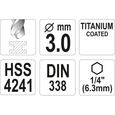 Vrták na kov TITAN 1/4" 3mm