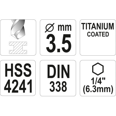 Vrták na kov TITAN 1/4" 3,5mm