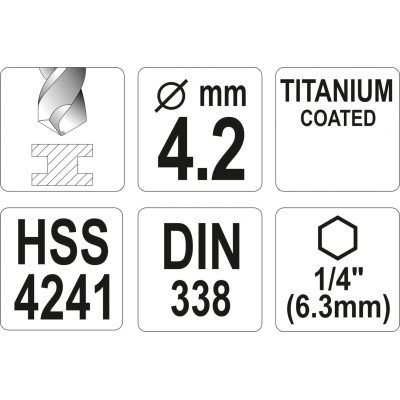 Vrták na kov TITAN 1/4" 4,2mm