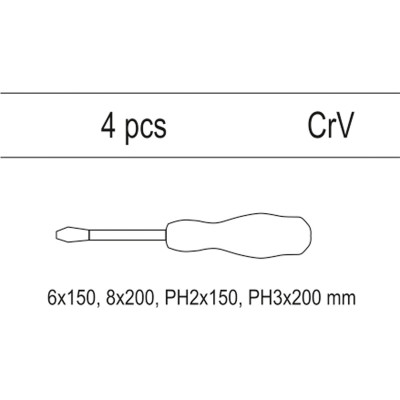 Vložka do zásuvky - sada šroubováků s úderným koncem, 4ks