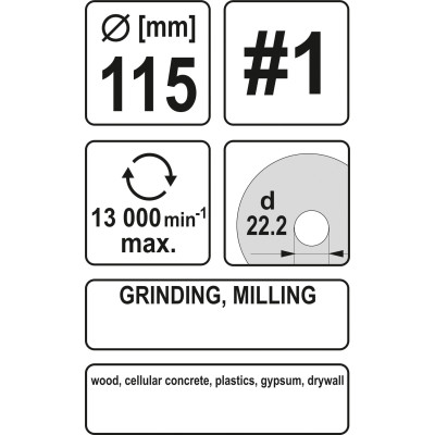 Rotační rašple úhlová hrubá 115 mm typ 1