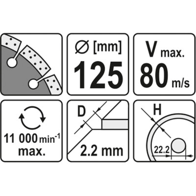 Kotouč řezný diamantový 125 x 22,2 x 2,2 mm