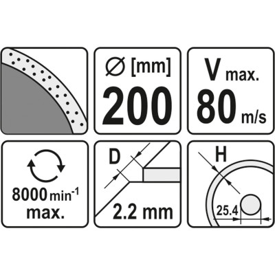 Kotouč řezný diamantový 200 x 25,4 x 2,2 mm hladký