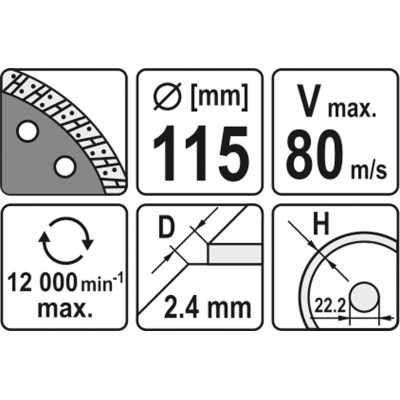 Kotouč řezný diamantový 115 x 22,2 x 2,4 mm turbo