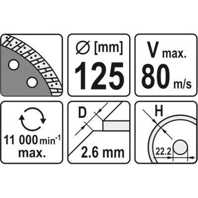 Kotouč řezný diamantový 125 x 22,2 x 2,6 mm turbo