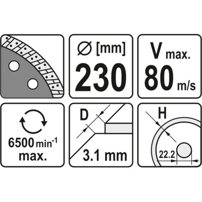 Kotouč řezný diamantový 230 x 22,2 x 3,1 mm turbo