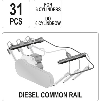 Souprava na diagnostiku vstřikovačů,průtoková 31ks