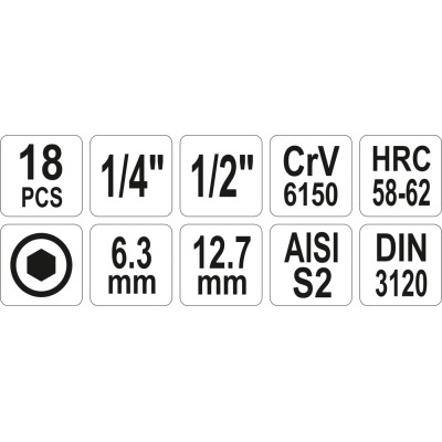 Bity sada 18 ks imbus 3-12 mm