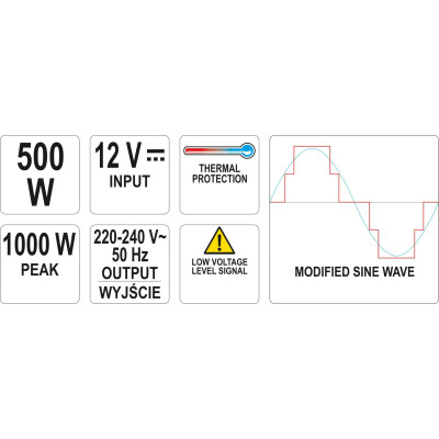 Měnič napětí 12/230V 500W