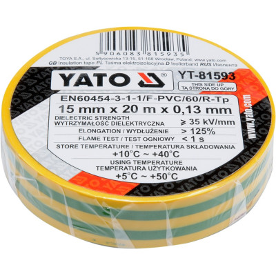 Izolační páska elektrikářská PVC 15mm / 20m žlutozelená