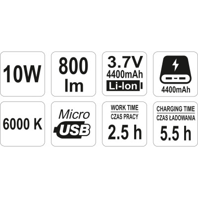 Nabíjecí COB LED 10W svítilna a powerbanka