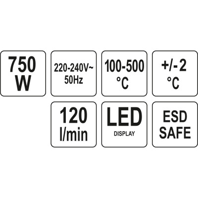 Horkovzdušná pájecí stanice s LED displejem 750W