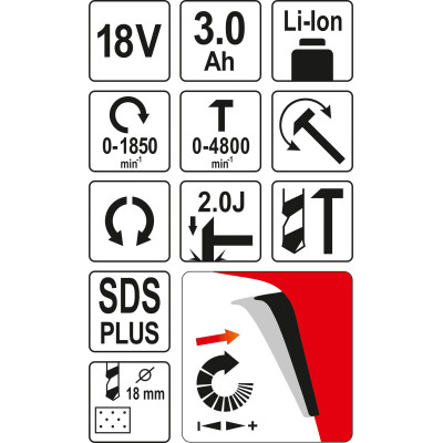 Vrtací kladivo 18V AKU SDS-plus 3,0 Ah