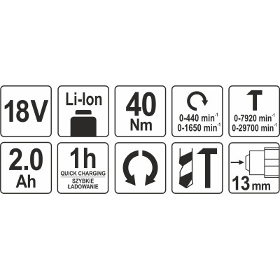 Příklepová vrtačka 18V - sada