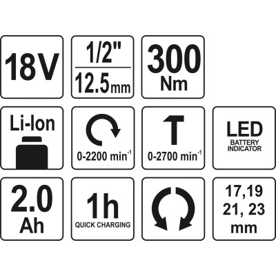 Rázový utahovák AKU 1/2" 18V 300Nm