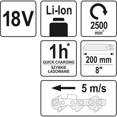 18V Motorová pila s dosahem 2-2,8 m - bez baterie