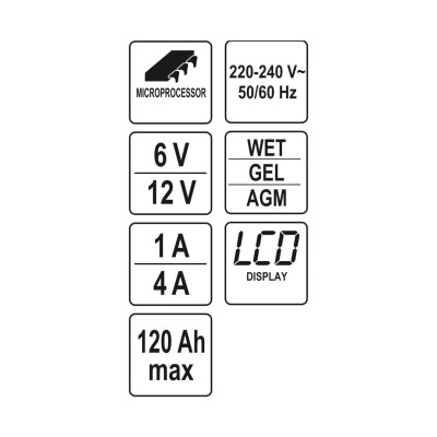 Nabíječka 4A 6/12V PB/GEL LCD display