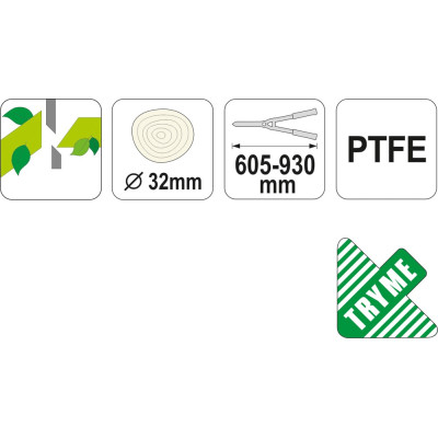 Nůžky na větve teleskop. 650-900mm (průměr 32mm)  šikmý stříh