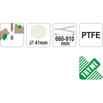 Nůžky na větve teleskop. 660-910mm (průměr 41 mm) rovný střih