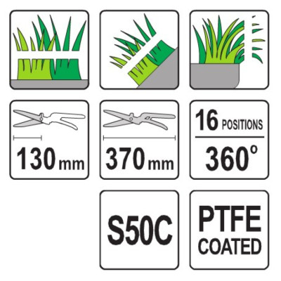 Nůžky na trávu 370 mm 16 pozic (360°) uzavřená rukojeť