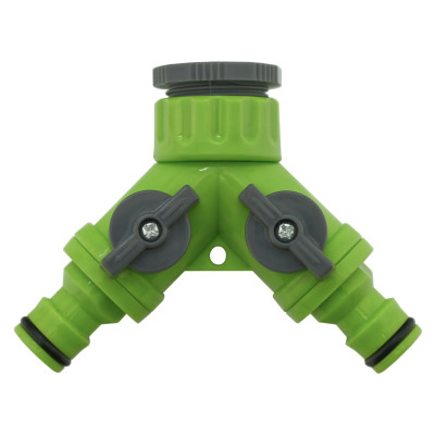 Rozdělovač hadicový Y 1/2" - 3/4" pro 2 rychlospojky s uzávěrem