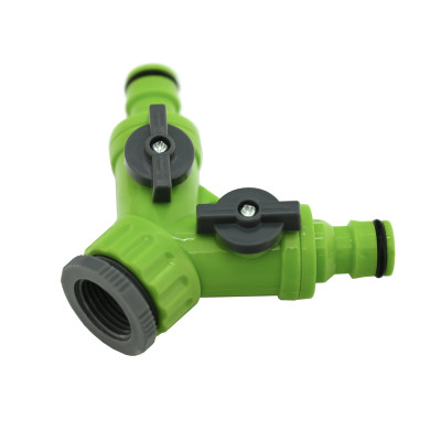 Rozdělovač hadicový Y 1/2" - 3/4" pro 2 rychlospojky s uzávěrem