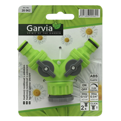 Rozdělovač hadicový Y 1/2" - 3/4" pro 2 rychlospojky s uzávěrem
