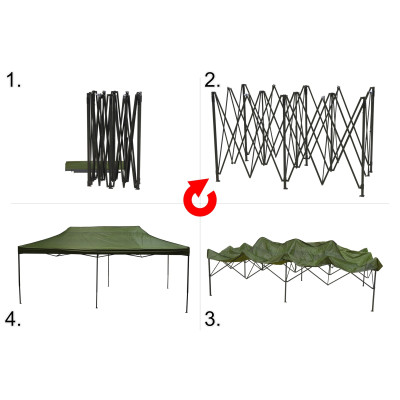 Párty stan nožnicový 3x6m zelený WATERPROOF