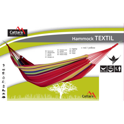 Hojdacia sieť TEXTIL 200x100cm červeno-žltá
