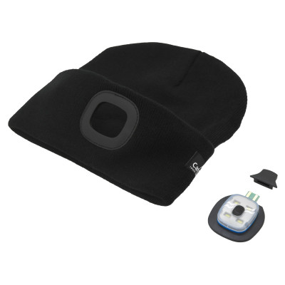 Čiapka BLACK s LED svietidlom USB nabíjanie