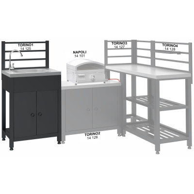 Modul stůl s dřezem TORINO 1 pro venkovní kuchyň 60x47x123cm