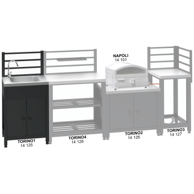 Modul stůl s dřezem TORINO 1 pro venkovní kuchyň 60x47x123cm