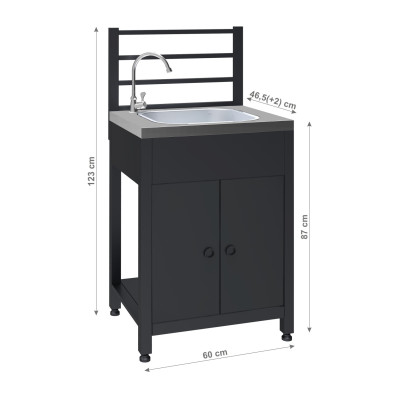 Modul stůl s dřezem TORINO 1 pro venkovní kuchyň 60x47x123cm