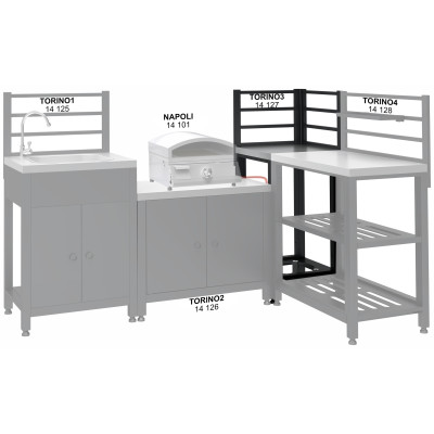 Modul rohový TORINO 3 pro venkovní kuchyň 47x47x123cm