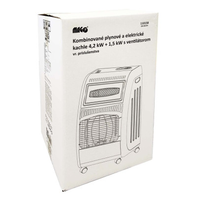 Kombinovaná plynová 4,2kW a elektrická kamna 1,5 kW MAGG s ventilátorem