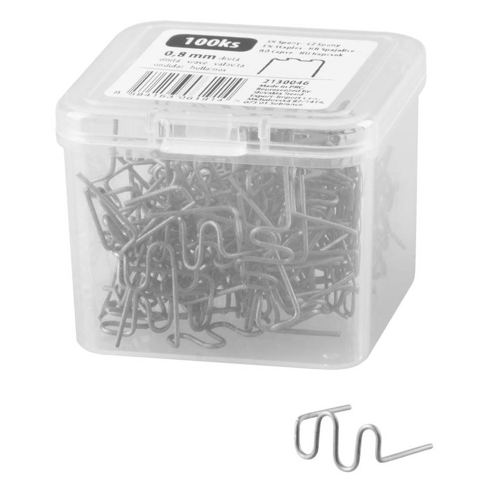 Strend Pro - Spona pro svářečku plastů, vlna, 0,8 mm - 100 ks