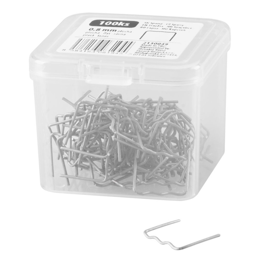 Strend Pro - Spona pro svářečku plastů, plochá vlna, 0,8 mm - 100 ks