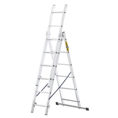 Hliníkový trojdílný žebřík, 3x6 stupňů, 2,97 m, max. zátěž 150 kg