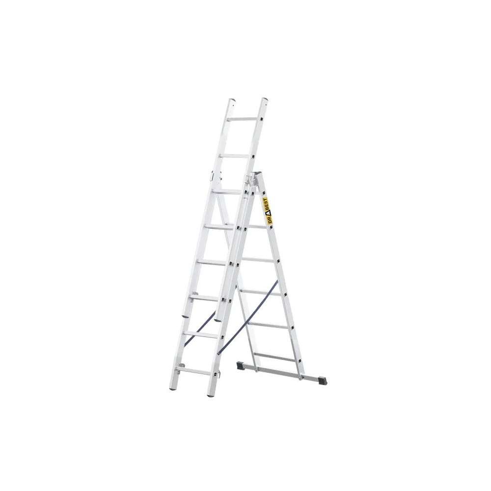 Hliníkový trojdílný žebřík, 3x6 stupňů, 2,97 m, max. zátěž 150 kg