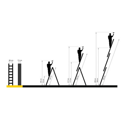 Hliníkový trojdílný žebřík, 3x6 stupňů, 2,97 m, max. zátěž 150 kg